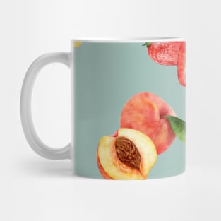 Trendy Summer Pattern with Stawberries, pears and peaches Mug